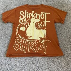Slipknot Shirt Mens Small Orange Graphic Band Logo Tee T-Shirt Rock Metal